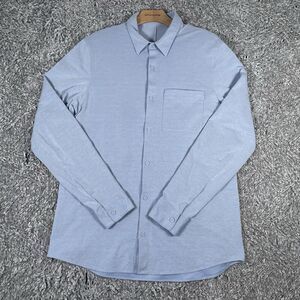 Lululemon Commission Shirt Men's Blue Long Sleeve Zip Pocket Preppy Performance